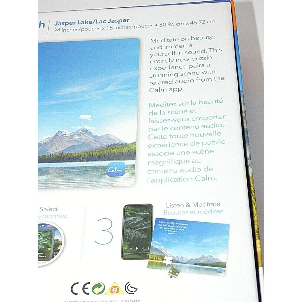 Calm Mindful Jigsaw Puzzle JASPER LAKE 300 Pieces Spinmaster w/ Poster 24x18 New